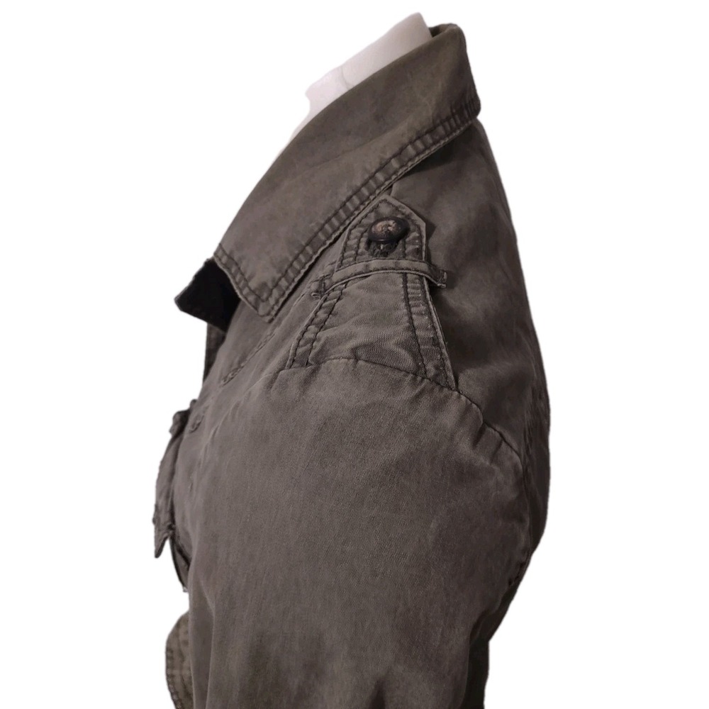H&M L.O.G.G.  Jacket Women's Size 8 Military Army Green Denim Button Up  Pockets - Picture 6 of 16